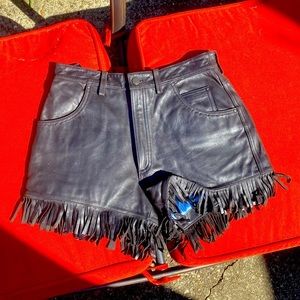 🦅 vintage genuine leather harley-davidson tassel shorts 🦅